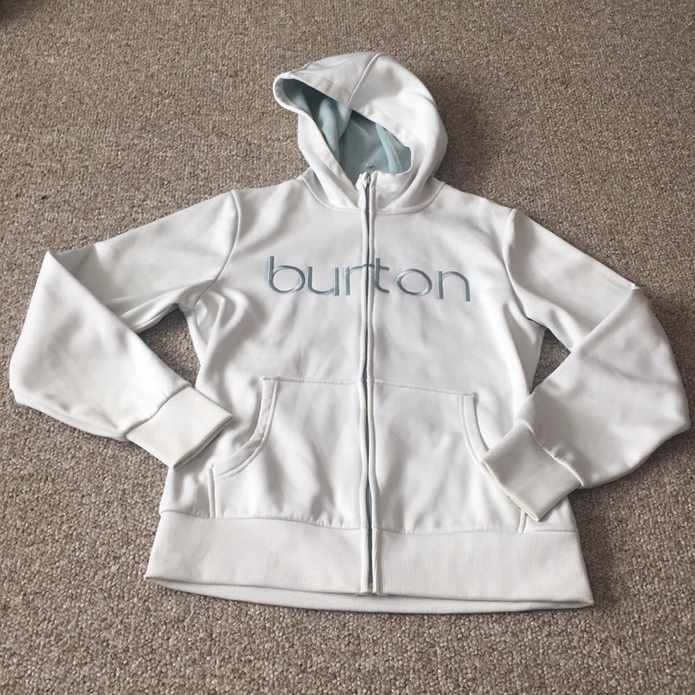 Burton White Scoop Zip Up Hoodie
